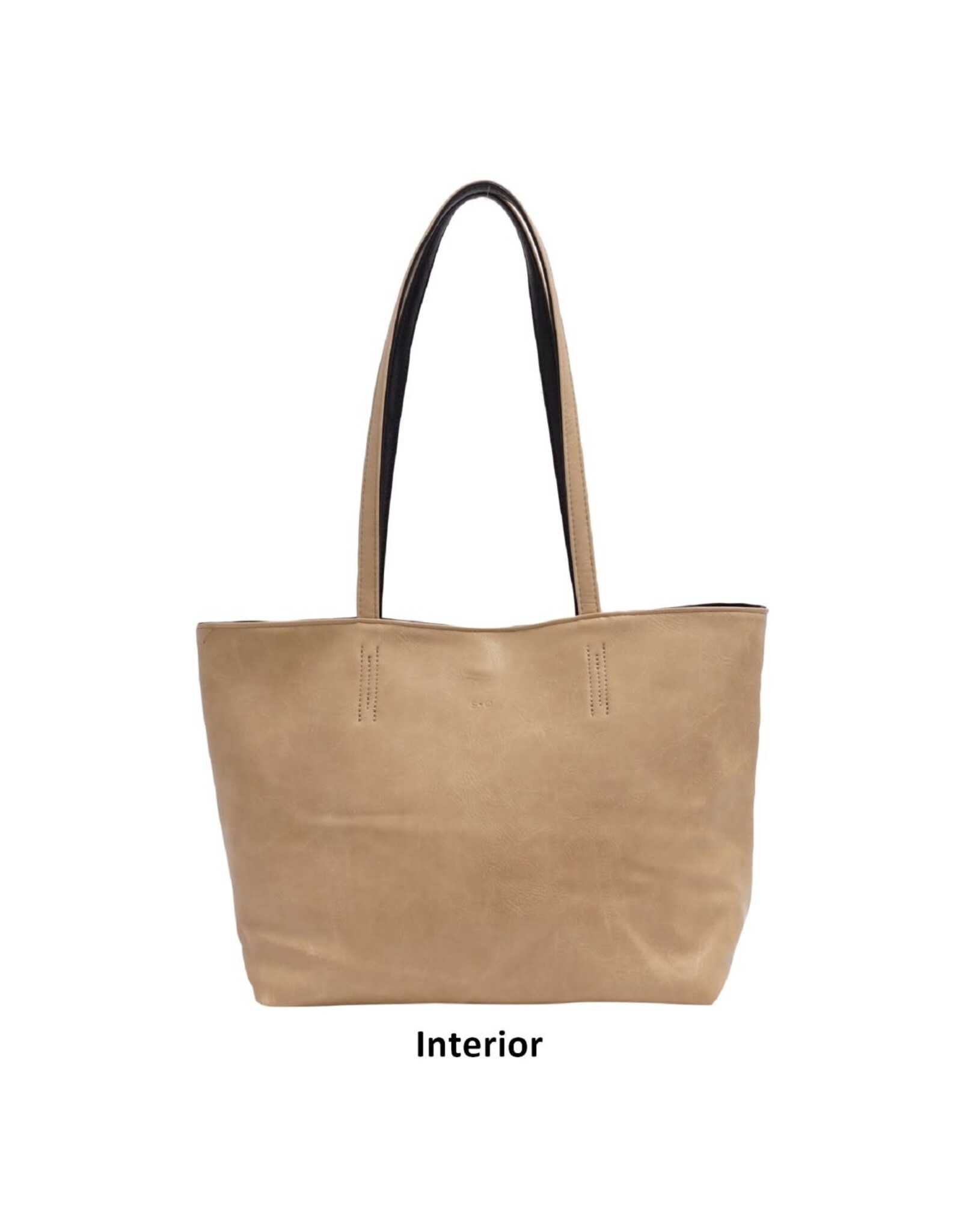Brooke 3-in-1 Reversible Tote - Black/Light Khaki
