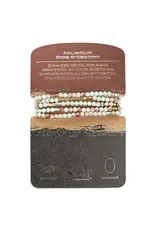 Stone Wrap Bracelet - Agalmatolite/Silver/Gold