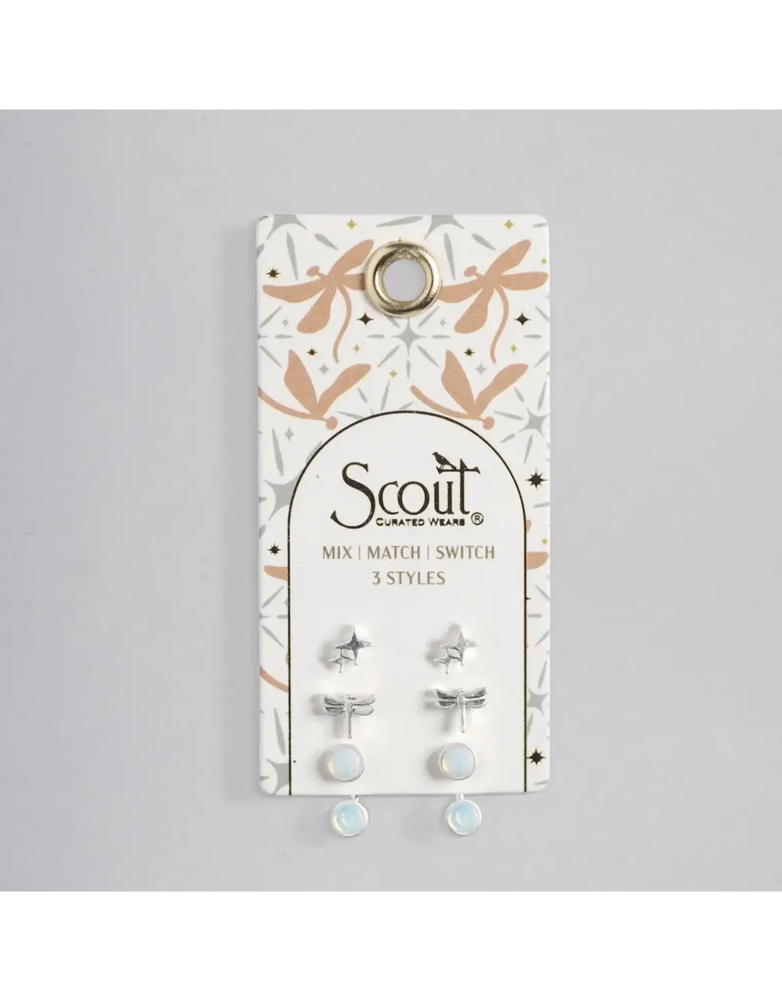 Trio Earring Set - Dragonfly/Opalite/Silver