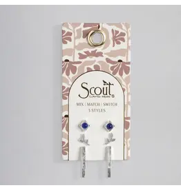 Trio Earring Set - Leaf/Lapis/Silver