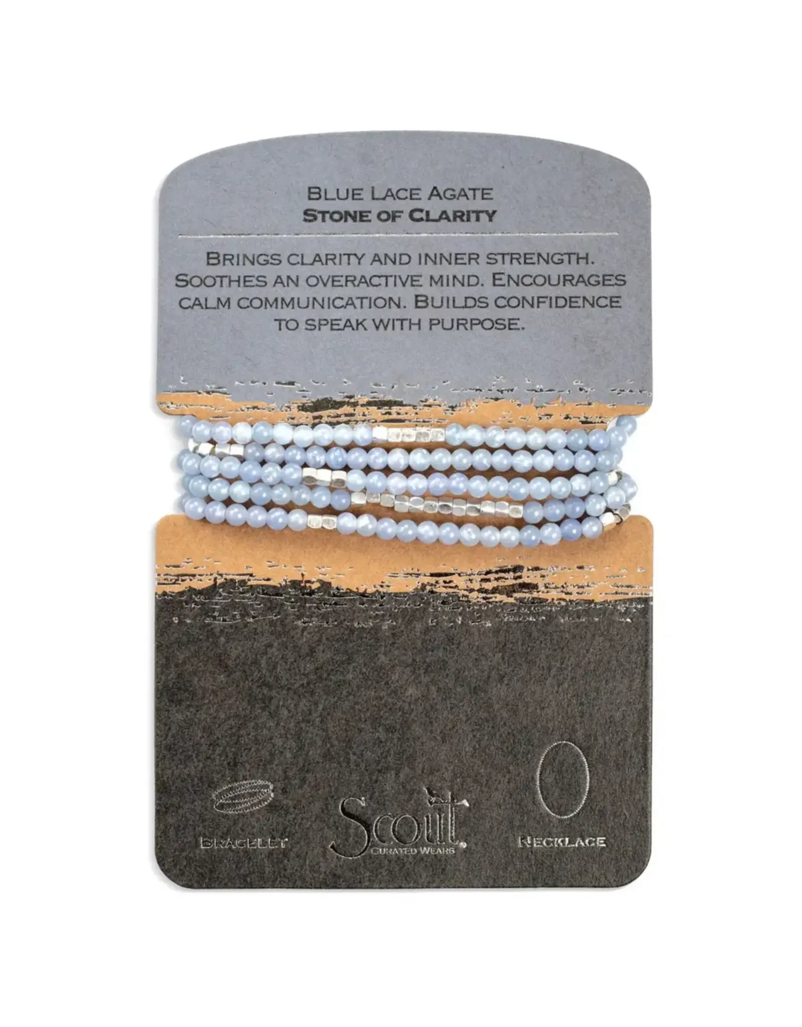 Stone Wrap Bracelet - Blue Lace Agate/Silver