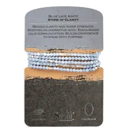 Stone Wrap Bracelet - Blue Lace Agate/Silver