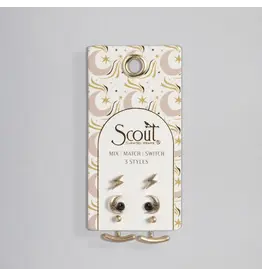 Trio Earring Set - Moon/ Black Spinel/Gold