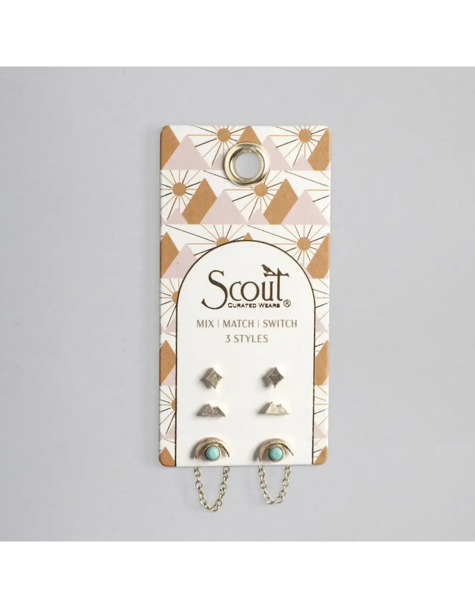 Trio Earring Set - Mountain/Turquoise/Gold