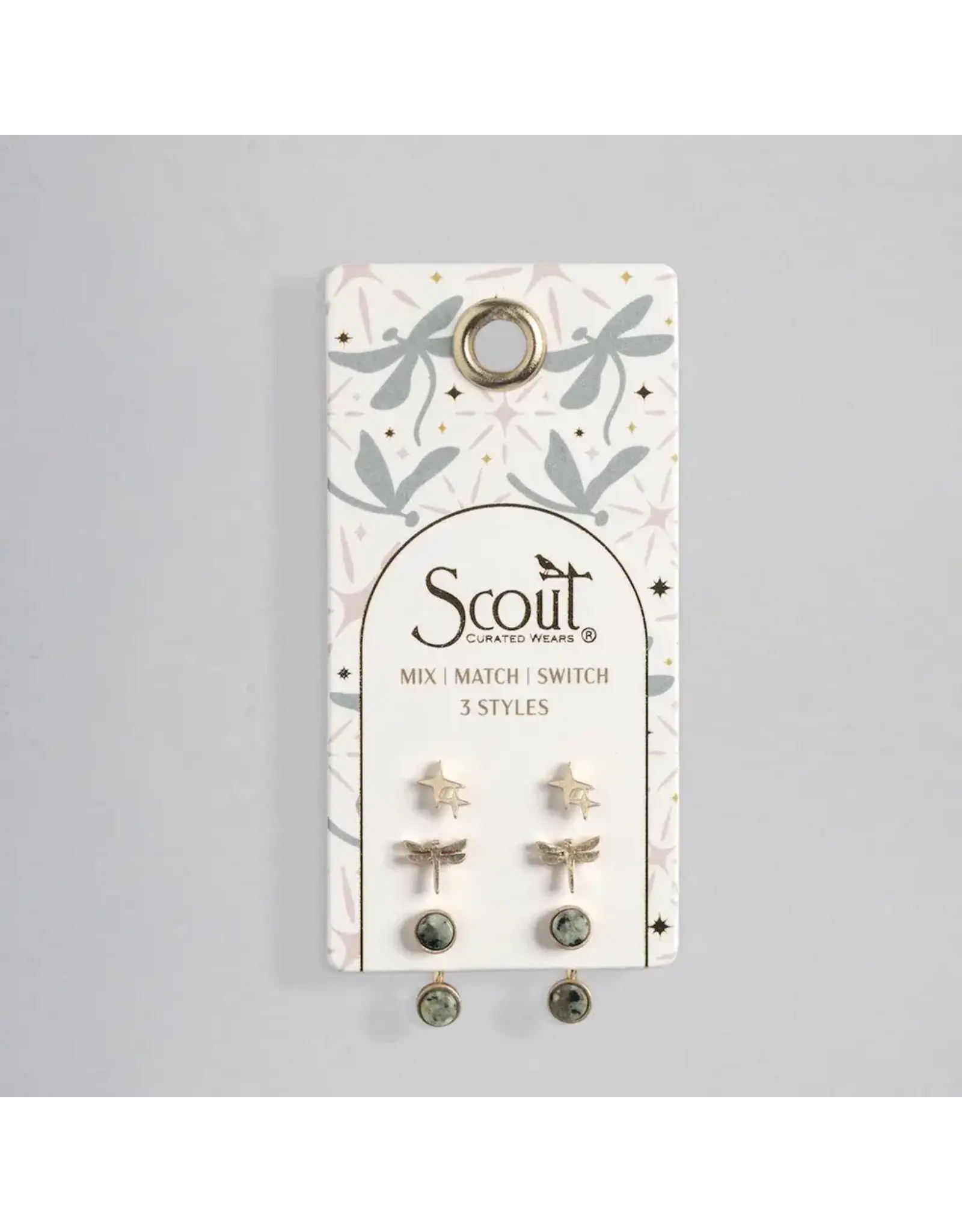 Trio Earring Set - Dragonfly/African Turquoise/Gold