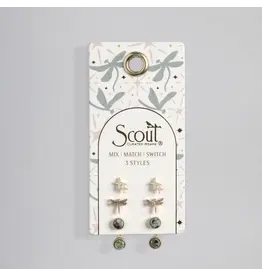 Trio Earring Set - Dragonfly/African Turquoise/Gold