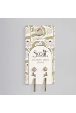 Trio Earring Set - Leaf/Rose Quartz/Gold