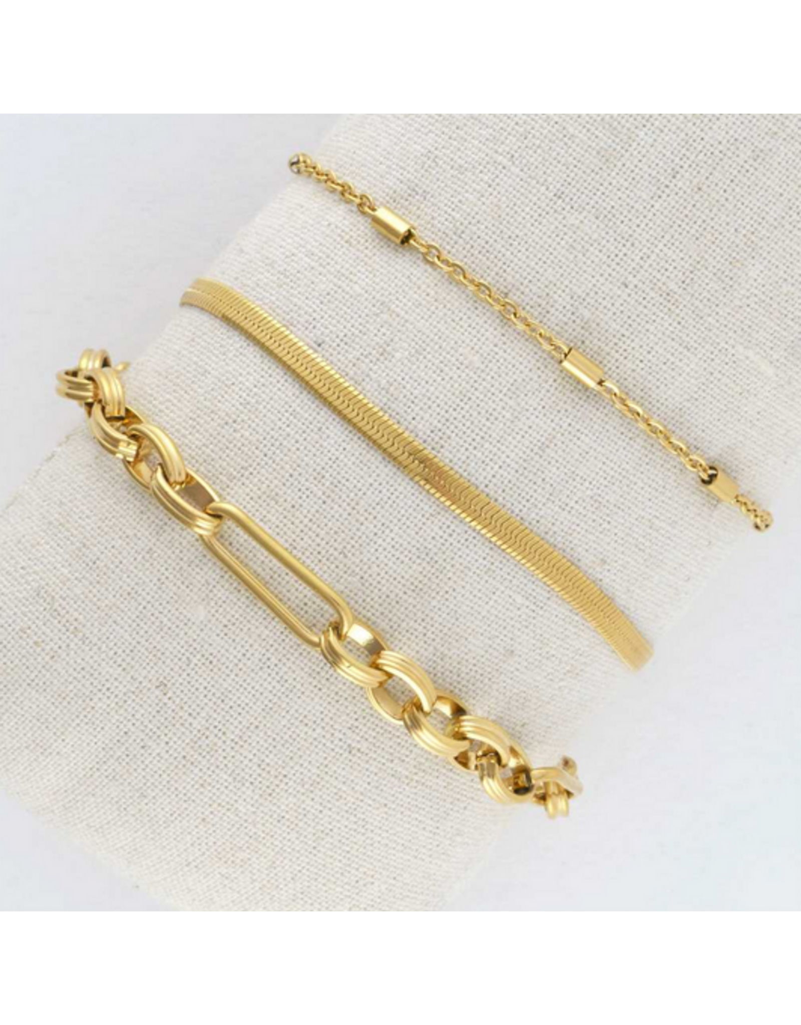 Gold Bracelet Set - Snakechain