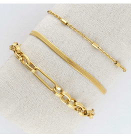 Gold Bracelet Set - Snakechain