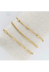 Gold Bracelet Set - Twisted Chain