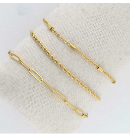 Gold Bracelet Set - Twisted Chain