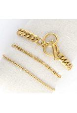 Gold Bracelet Set - Figaro