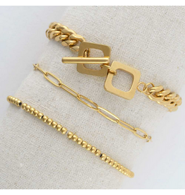 Gold Bracelet Set - Curb Chain