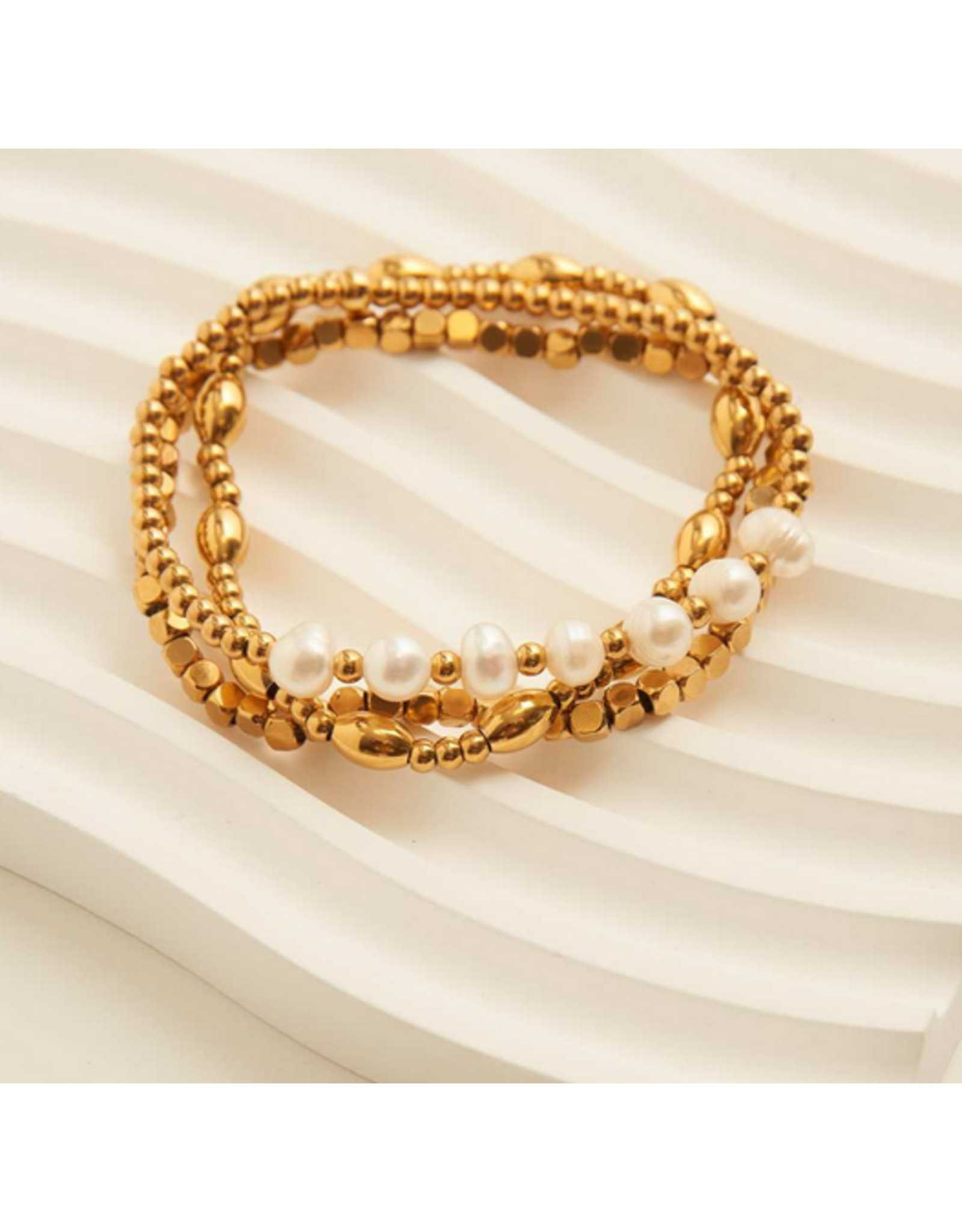 Gold Stretch Bracelets - with pearls