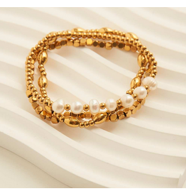 Gold Stretch Bracelets - with pearls