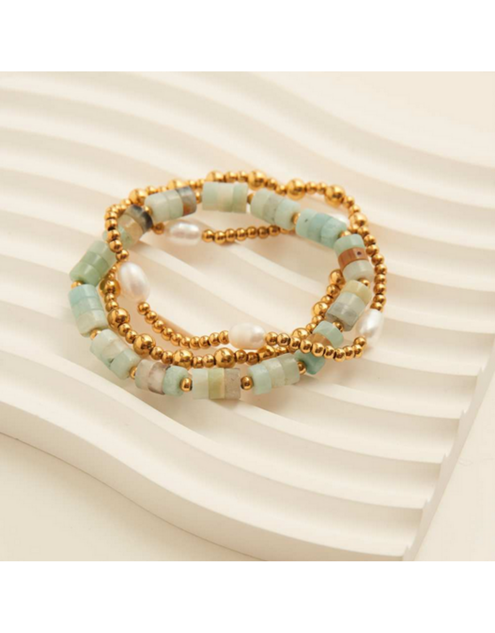 Gold Stretch Bracelets - with glass beads