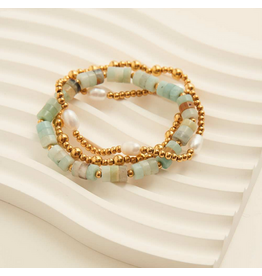 Gold Stretch Bracelets - with glass beads