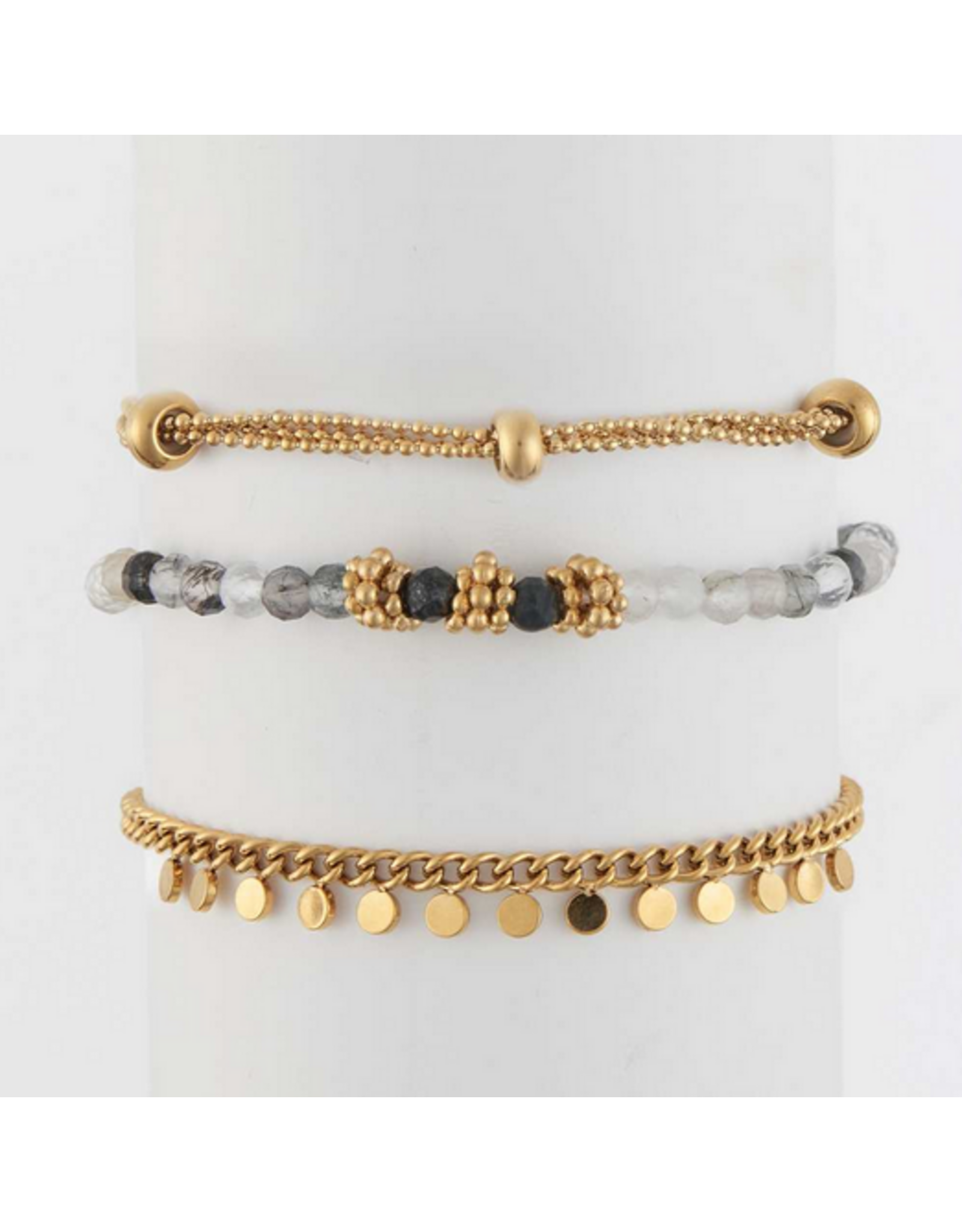 Gold Bracelet Set - Beaded