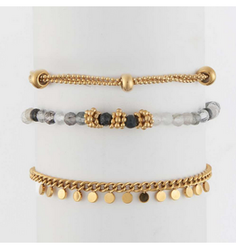 Gold Bracelet Set - Beaded