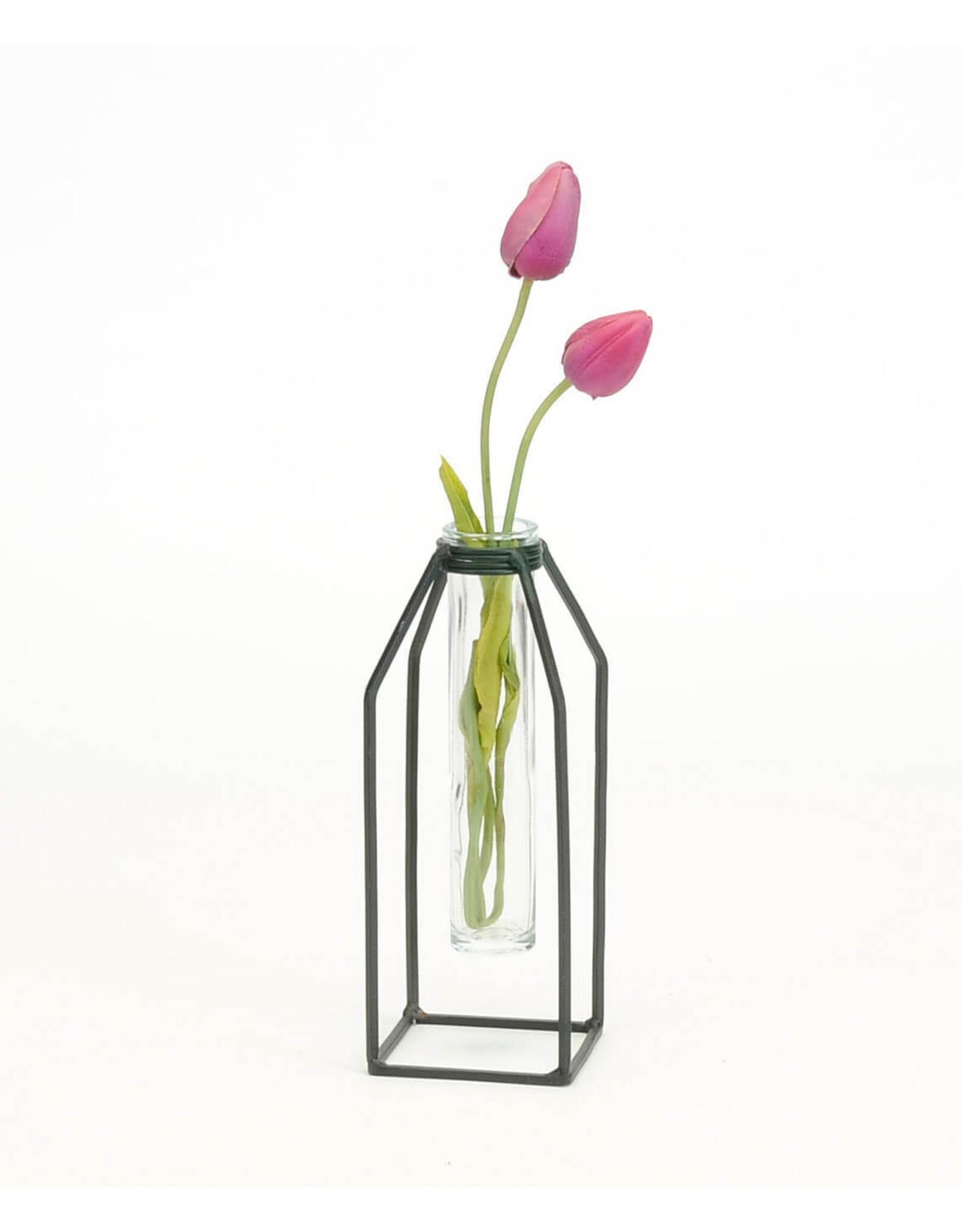 Black Iron Stand with Vase - large