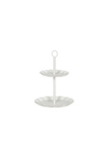 White Two Tiered Metal Stand