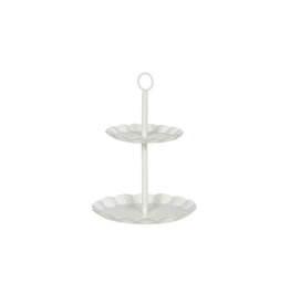 White Two Tiered Metal Stand