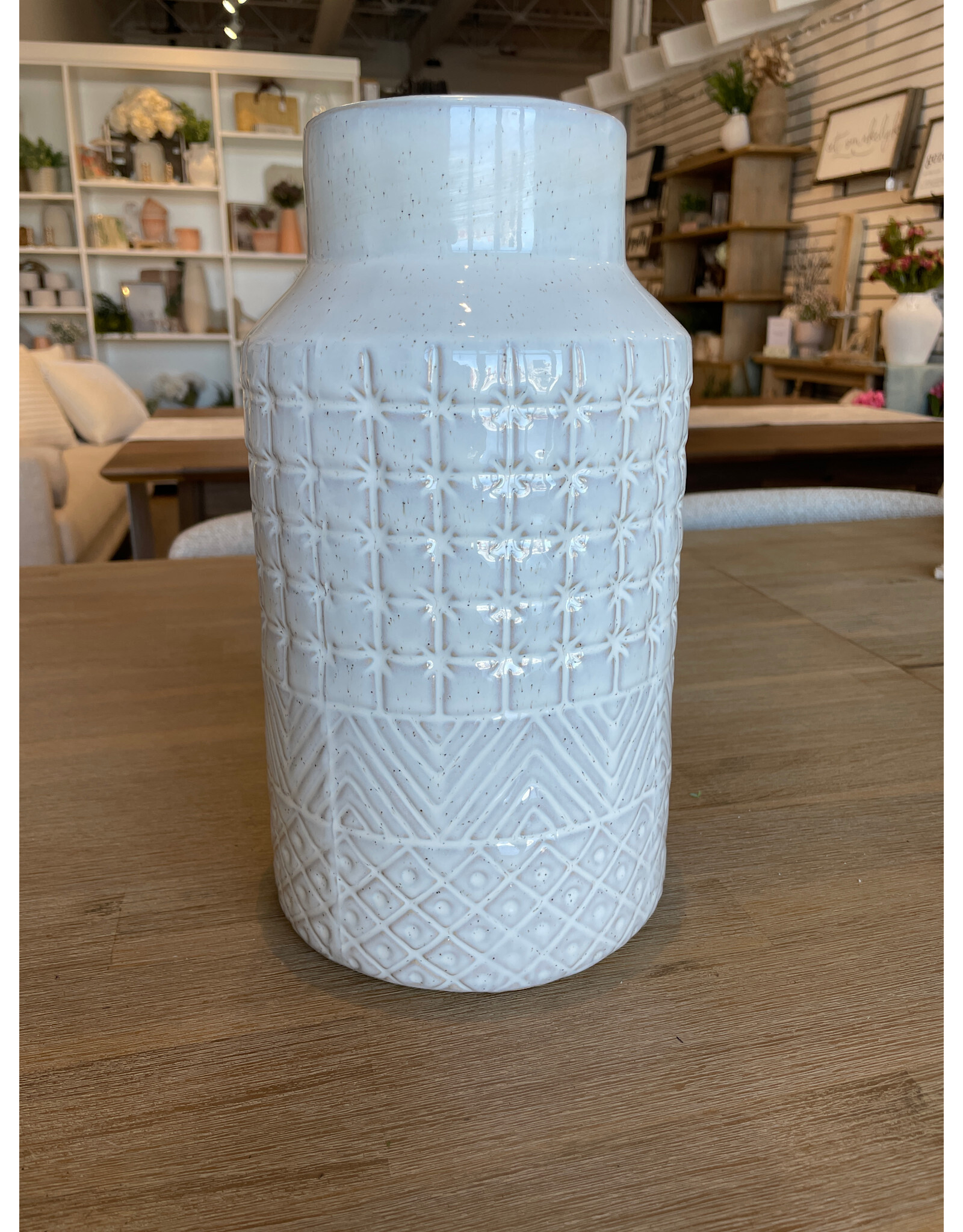 Small White Relief Vase