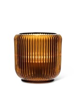 Large Ribbed Votive Holder - Amber