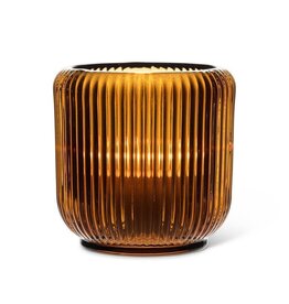 Large Ribbed Votive Holder - Amber