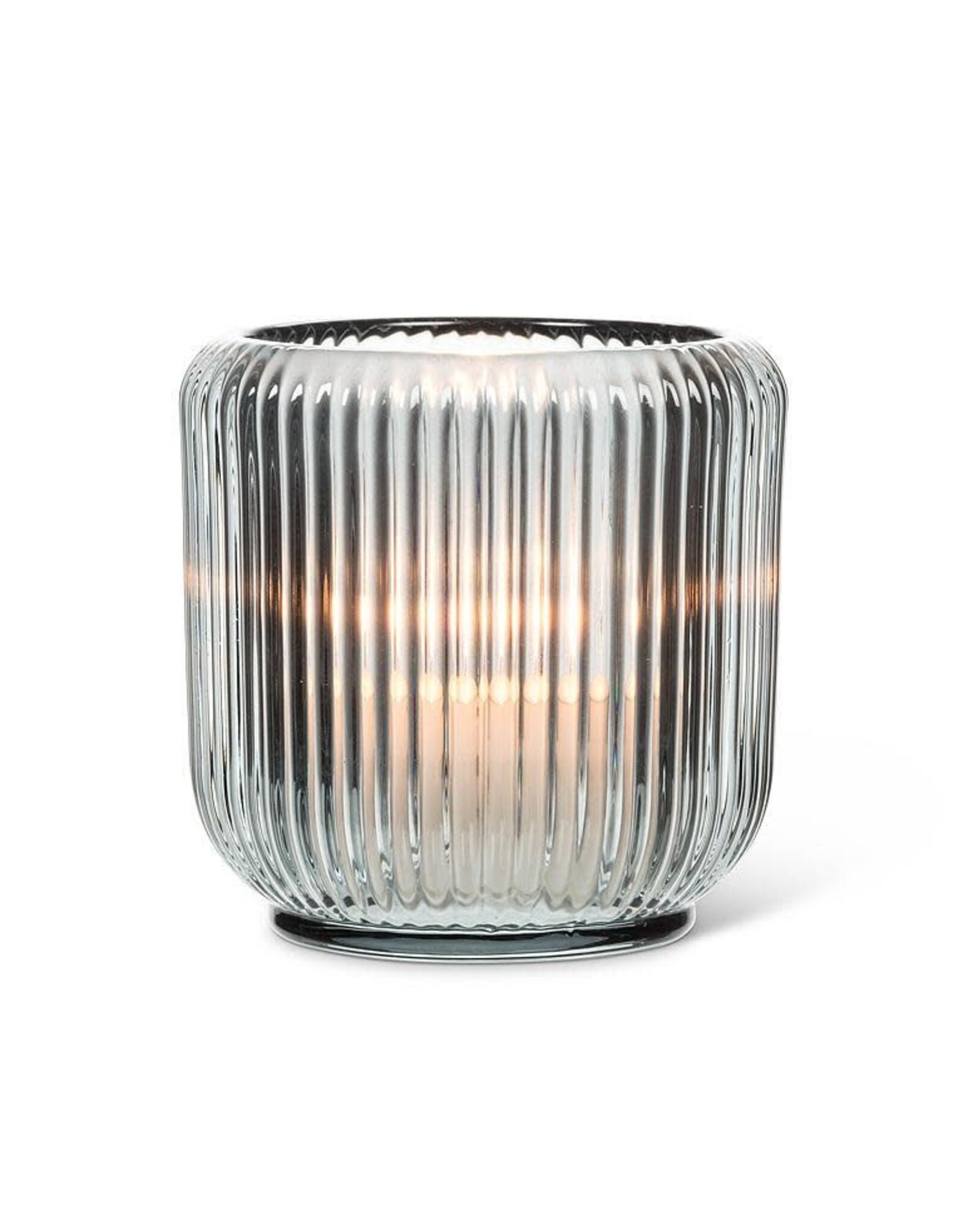 Large Ribbed Votive Holder - Smoke