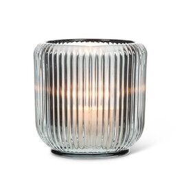 Large Ribbed Votive Holder - Smoke