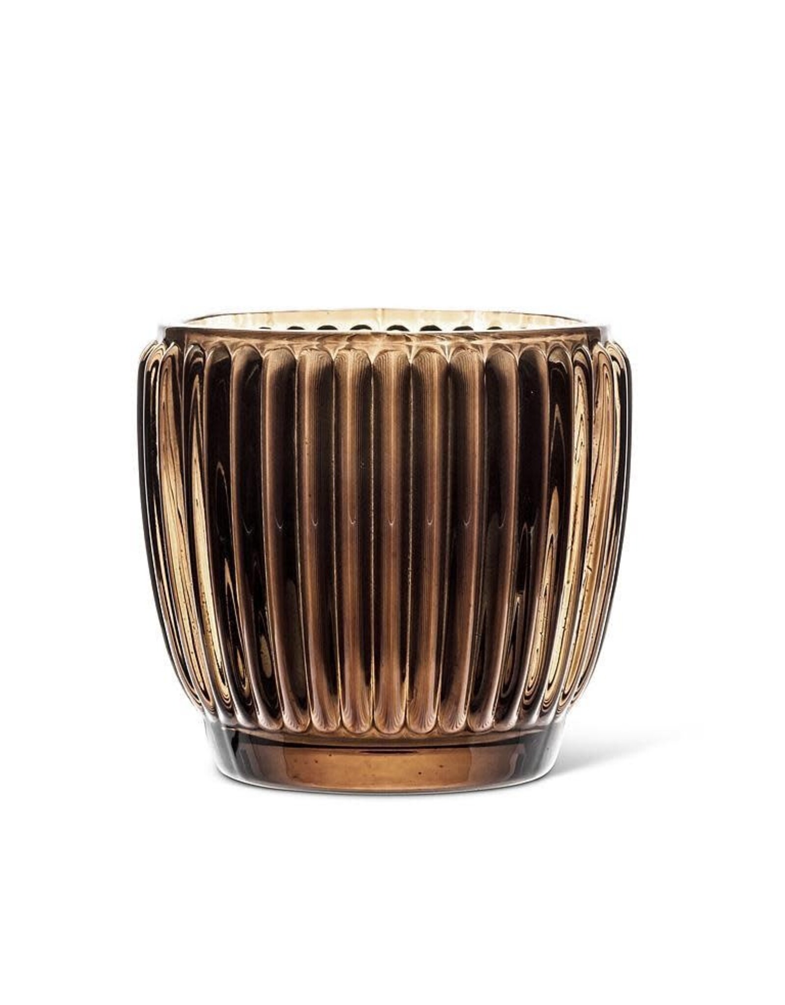 Small Ribbed Votive Holder - Brown