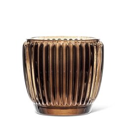 Small Ribbed Votive Holder - Brown