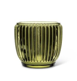 Small Ribbed Votive Holder - Moss