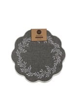 Charcoal Embroidered Leaf Placemats - set of 4