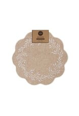 Taupe Embroidered Leaf Placemats - set of 4