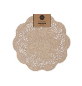 Taupe Embroidered Leaf Placemats - set of 4