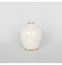 Antiqued White Ceramic Vase - small