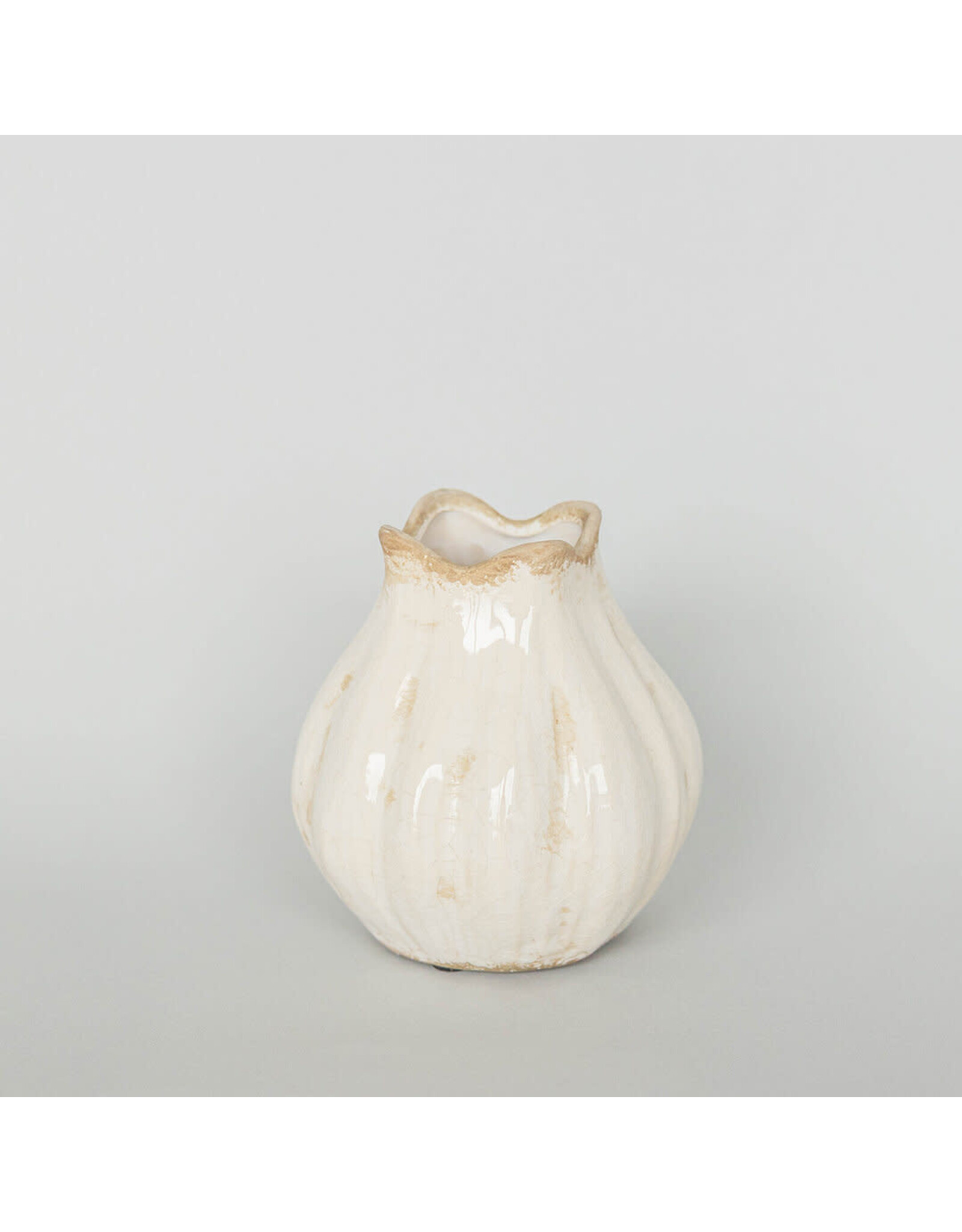 Ceramic Vase with Scalloped Edge - small