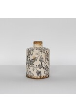 Ceramic Vase with Dark Floral Pattern