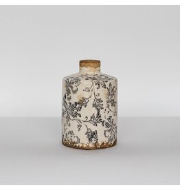 Ceramic Vase with Dark Floral Pattern
