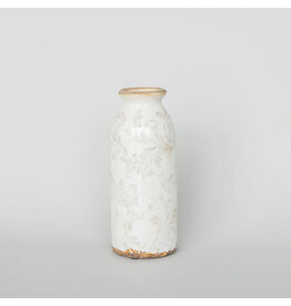 Tall Ceramic Vase with Light Floral Pattern