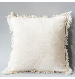 Cushion with Frayed Edges - Cream