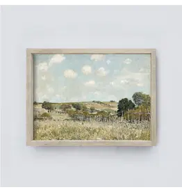 Framed Hillside Meadow Painting- 19X13