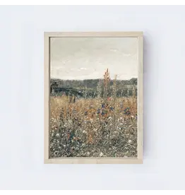 Framed Wildflower Field Painting - 19X13