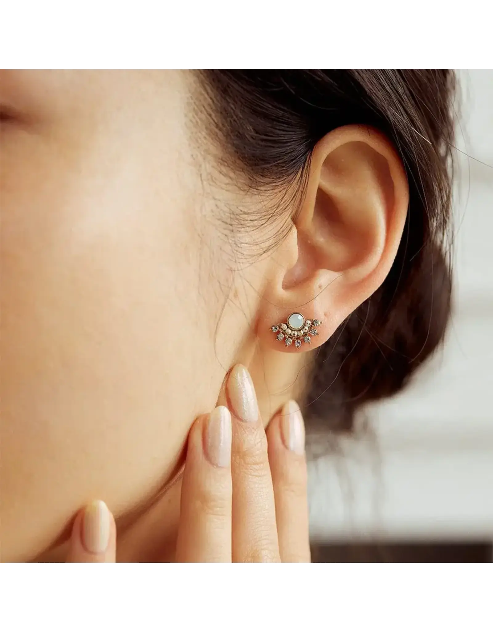 Nico Fan Earrings - White Opal