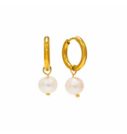 Oceane Pearl Hoops - Gold