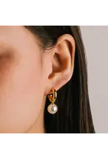 Solstice Pearl Drop Hoops - Gold