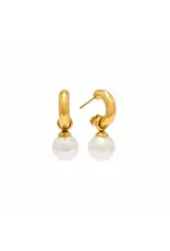 Solstice Pearl Drop Hoops - Gold