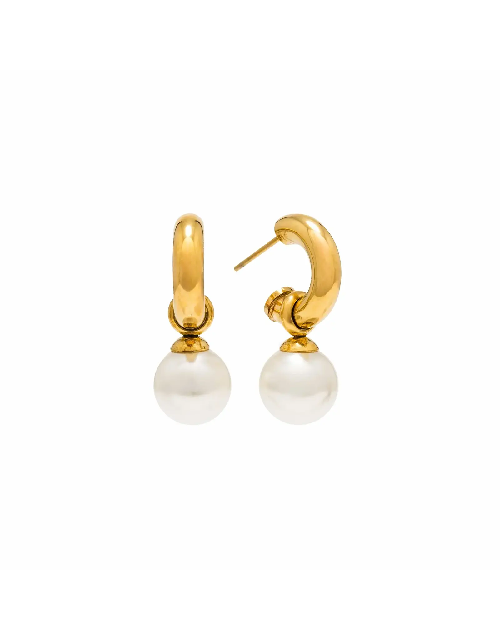 Solstice Pearl Drop Hoops - Gold